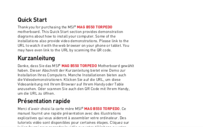 Page n°1 - Manuel utilisateur MSI MAG B550 Torpedo