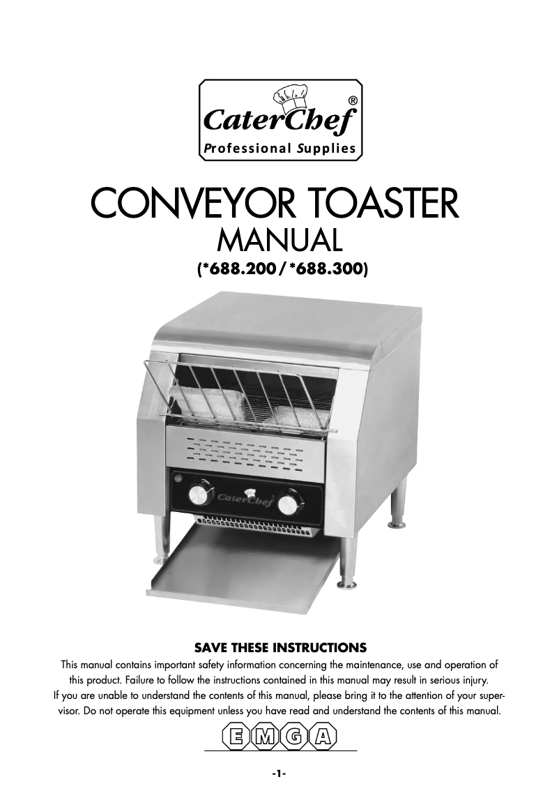 Page n°1 - Manuel utilisateur CaterChef 688.200