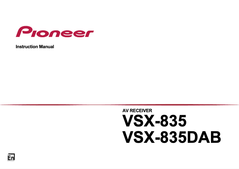 Image de la première page du manuel de l'appareil VSX-835