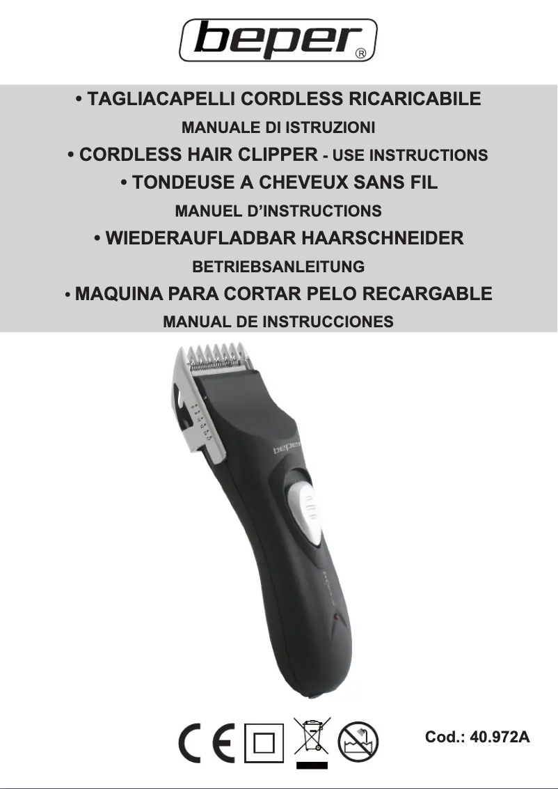 Page 1 de la notice Manuel utilisateur Beper 40.972/A