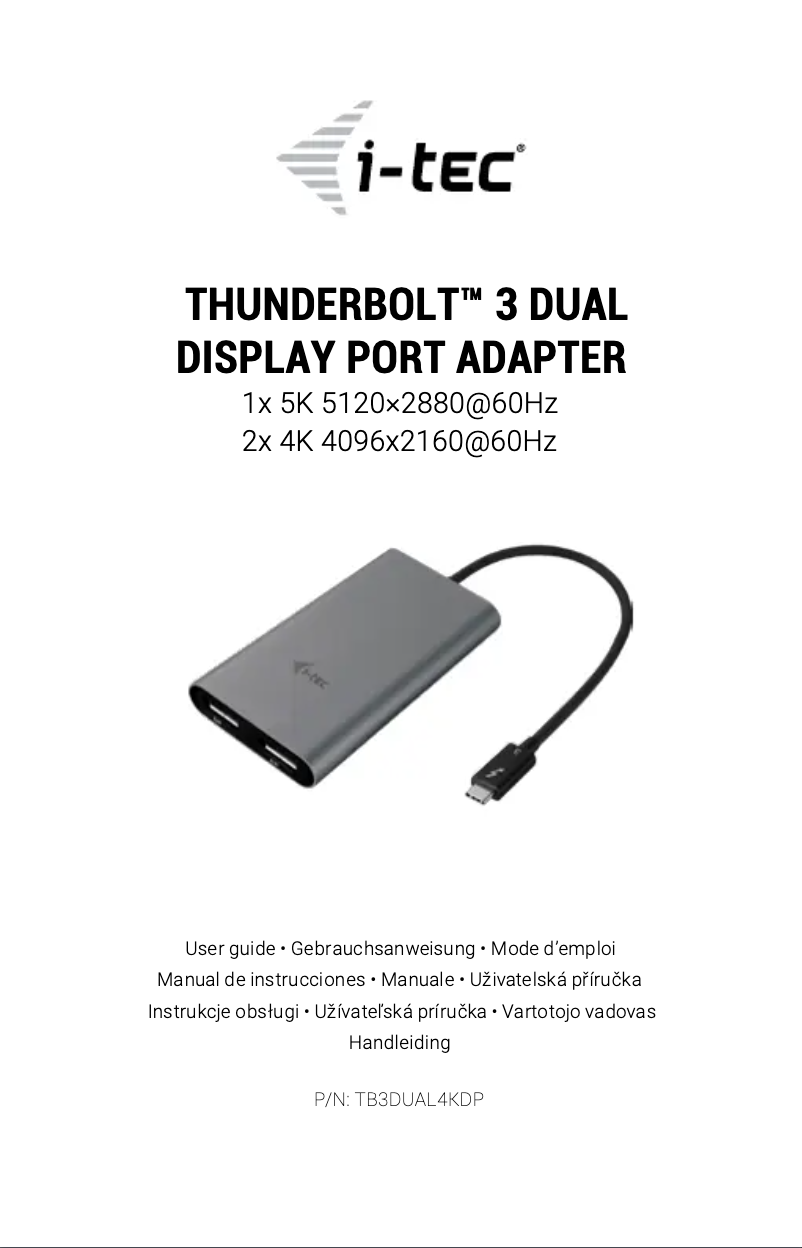 Page n°1 - Manuel utilisateur i-TEC TB3DUAL4KDP