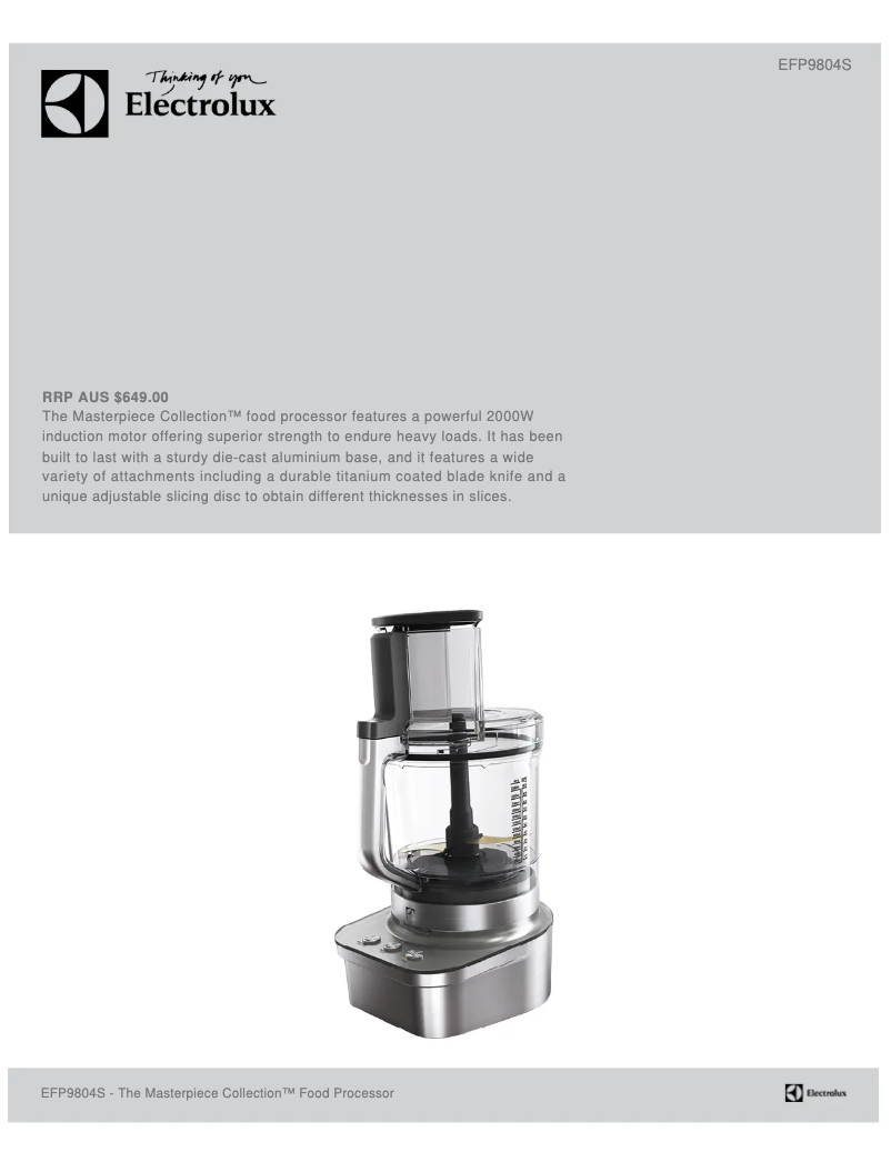 Image de la première page du manuel de l'appareil EFP9804S