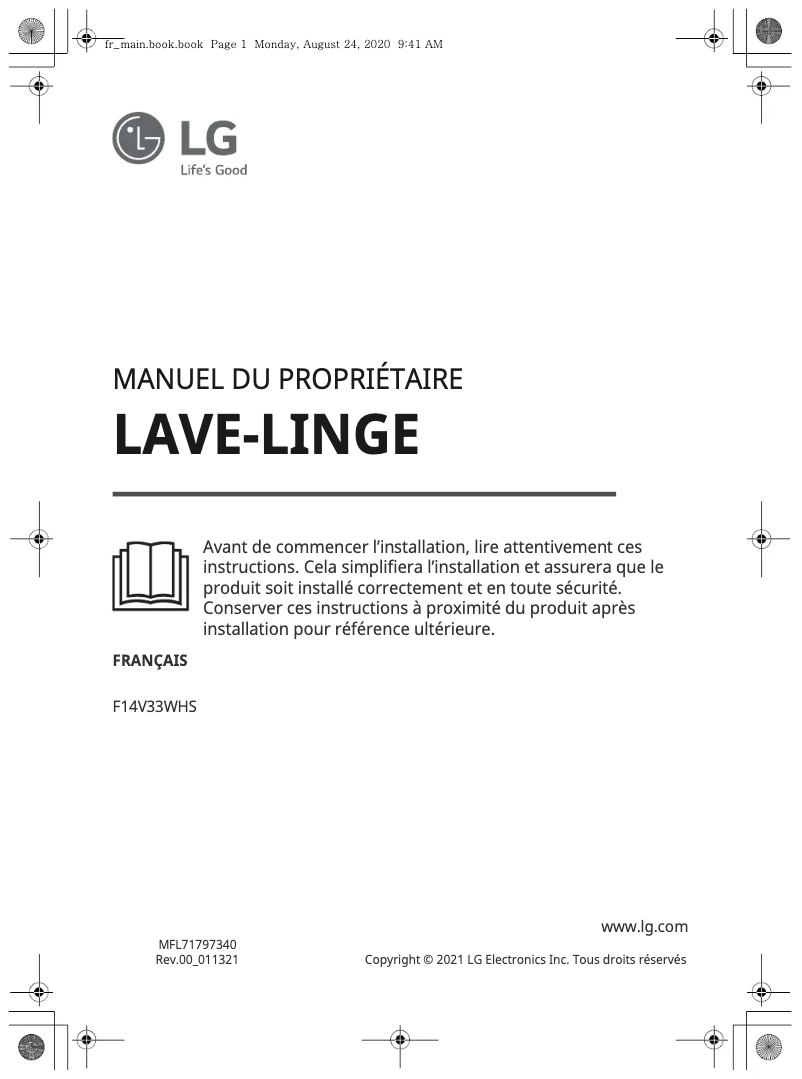 Page n°1 - Manuel utilisateur LG F14V34WHS