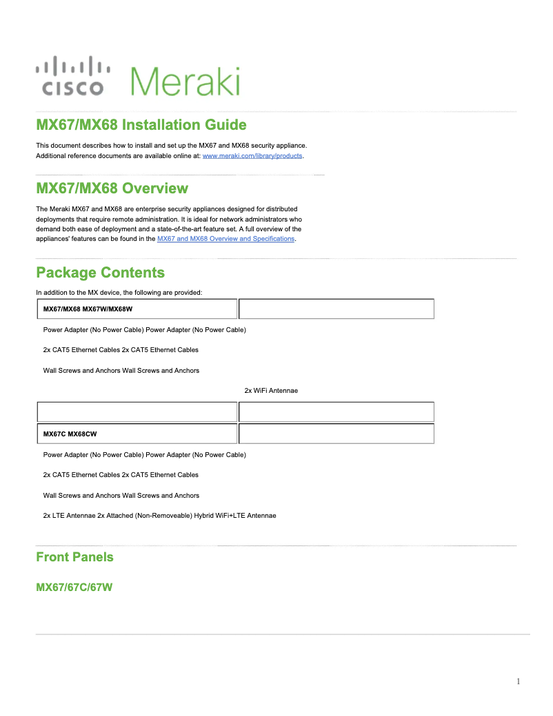 Page n°1 - Manuel utilisateur Cisco MX67W