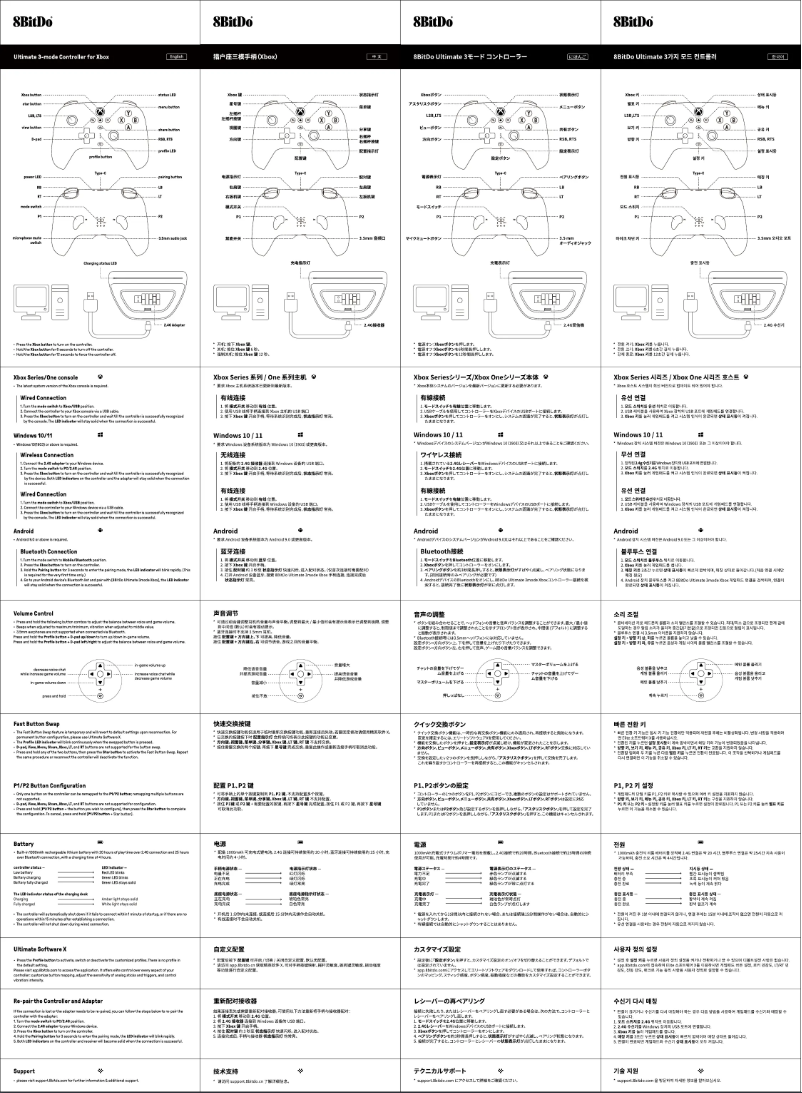 Page 1 de la notice Manuel utilisateur 8BitDo Ultimate 3-mode Controller Xbox