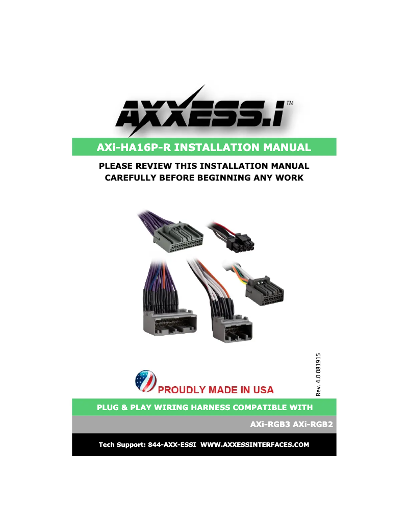 Page 1 de la notice Manuel utilisateur AXESS AXI-HA16P-R