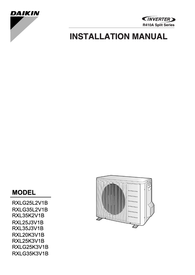 Page n°1 - Manuel utilisateur Daikin RXL25K3V1B
