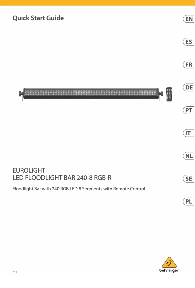 Image de la première page du manuel de l'appareil LED Floodlight Bar 240-8 RGB-R