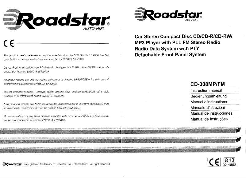 Page n°1 - Manuel utilisateur Roadstar CD-308MP