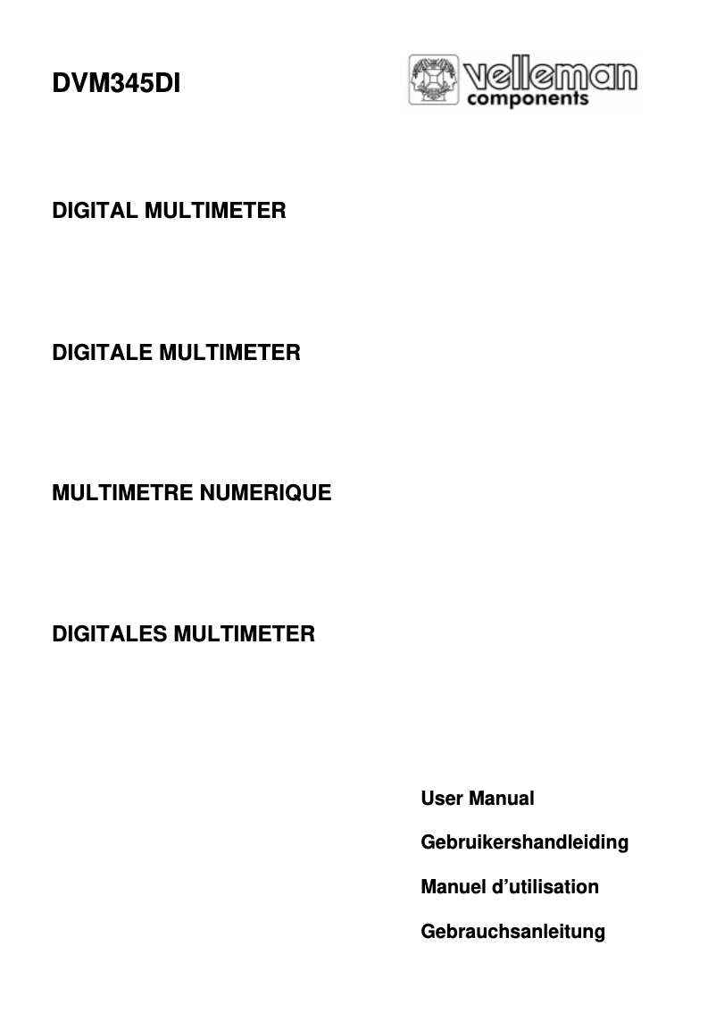 Page 1 de la notice Manuel utilisateur Velleman DVM345DI