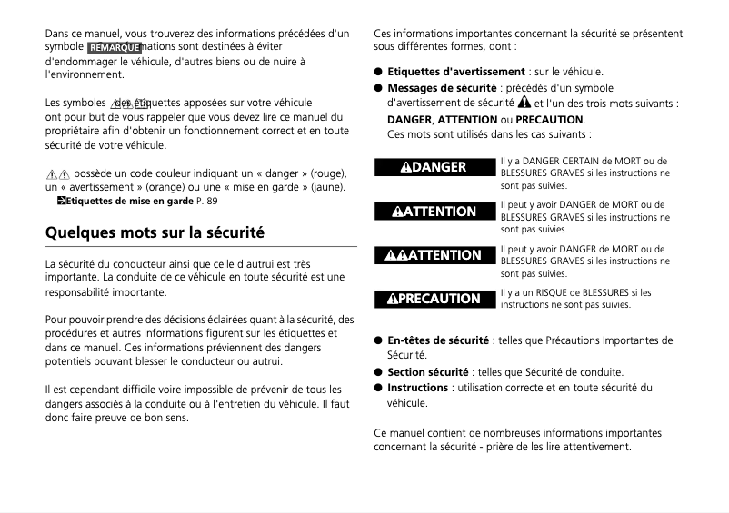 Image de la première page du manuel de l'appareil HR-V (2019)