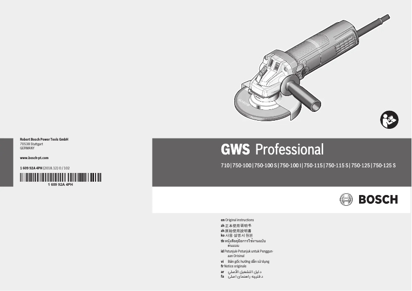 Page n°1 - Manuel utilisateur Bosch GWS 750-100 Professional