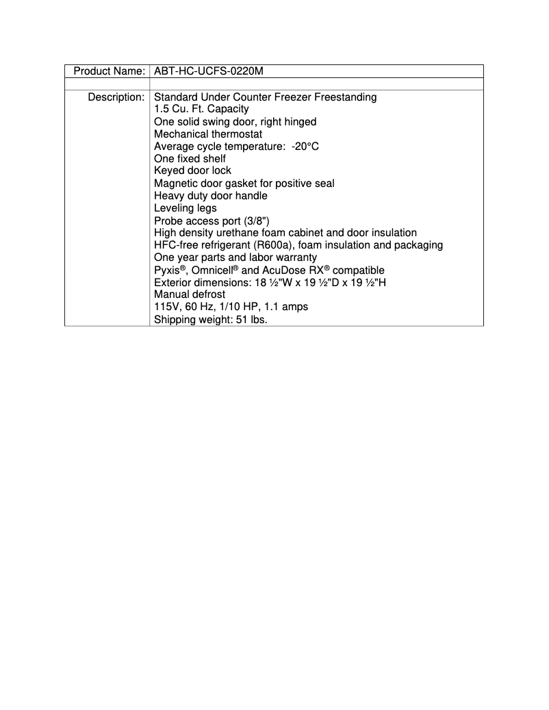 Page 1 de la notice Manuel utilisateur American BioTech Supply ABT-HC-UCFS-0220M