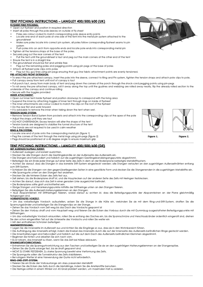 Page n°1 - Manuel utilisateur Vango Langley 600