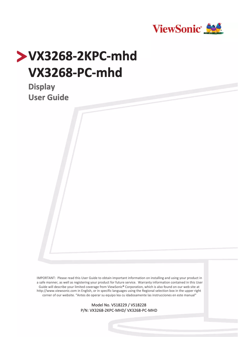 Imagen de la primera página del manual del dispositivo VX3268-2KPC-mhd