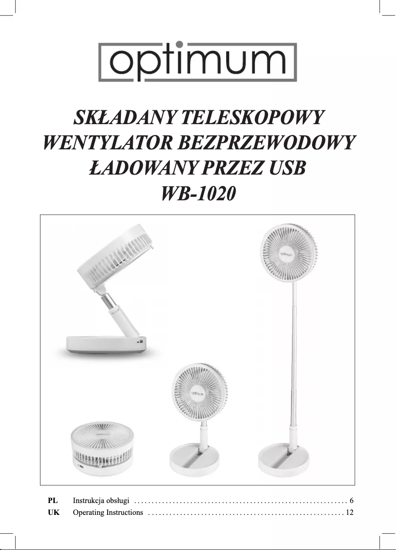 Page n°1 - Manuel utilisateur Optimum WB-1020