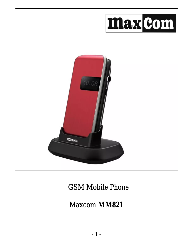 Page n°1 - Manuel utilisateur MaxCom MM821