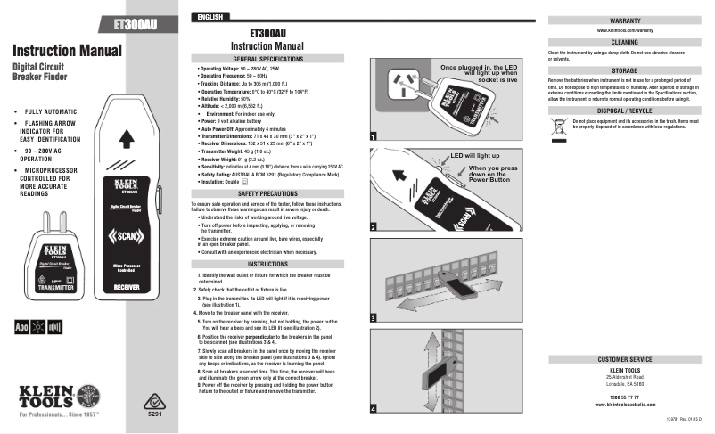 Page n°1 - Manuel utilisateur Klein Tools ET300AU