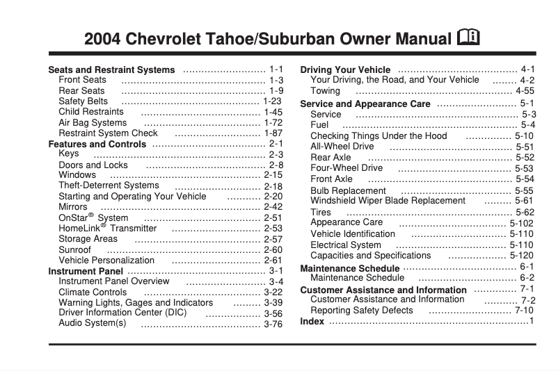 Page n°1 - Manuel utilisateur Chevrolet Tahoe (2020)