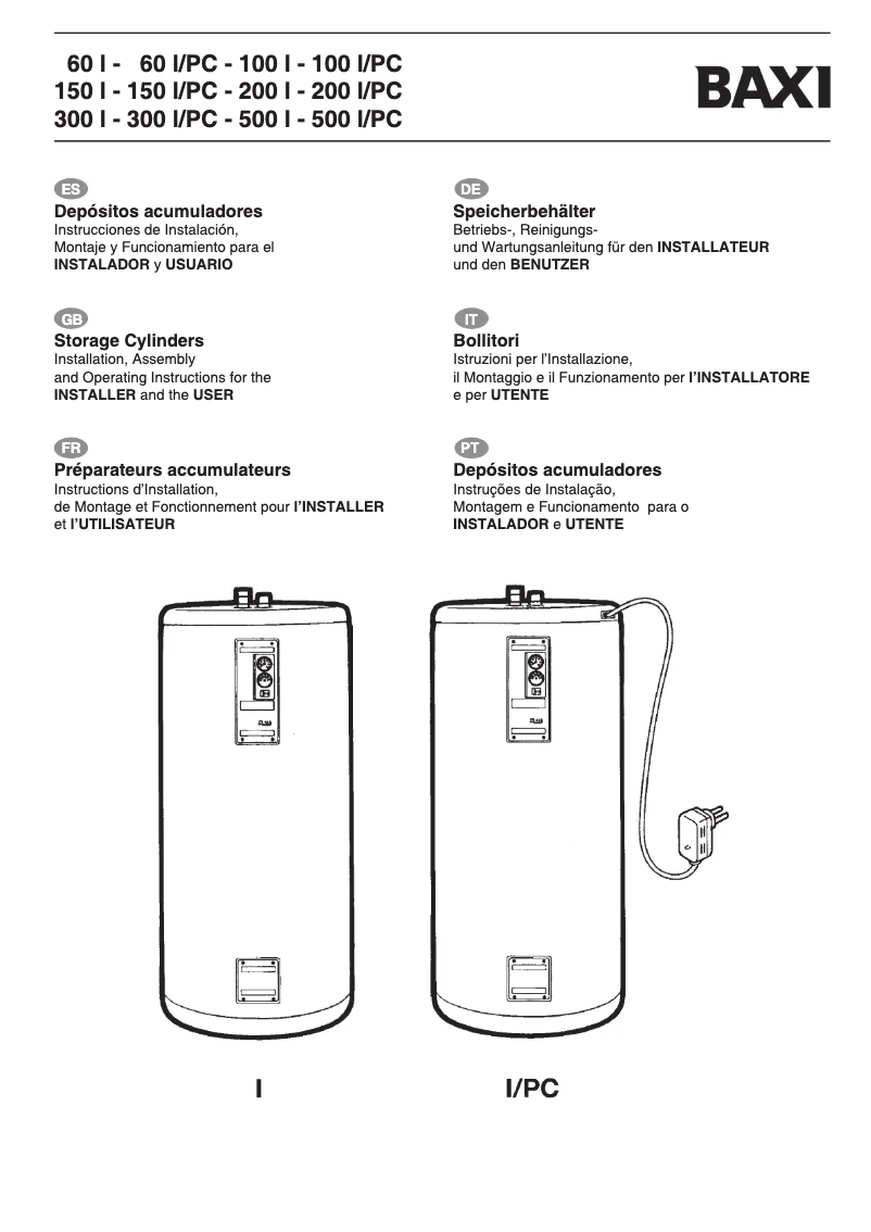 Página 1 del manual Manual de usuario Baxi 60 l