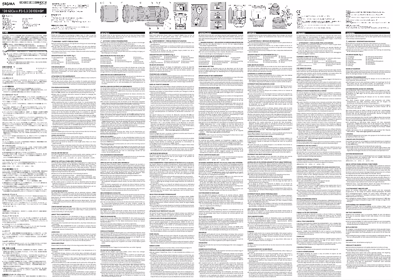 Page 1 de la notice Manuel utilisateur Sigma 150-600mm f5-6.3 DG OS HSM S