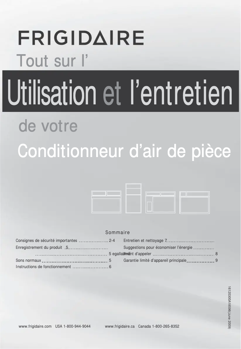 Page 1 de la notice Manuel utilisateur Frigidaire FFRA051WA1