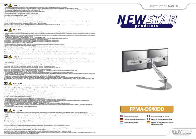 Page 1 de la notice Manuel utilisateur Newstar FPMA-D940DD