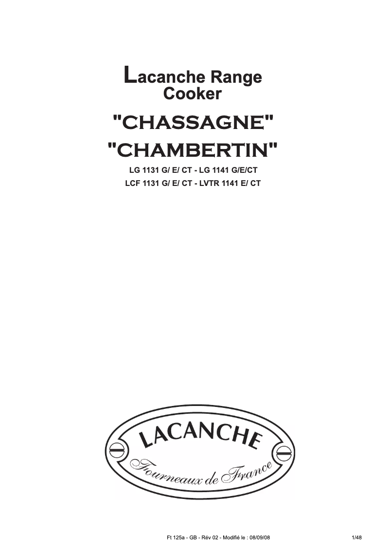 Page n°1 - Manuel utilisateur Lacanche Chassagne