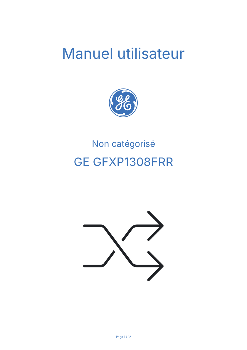 Image de la première page du manuel de l'appareil GFXP1308FRR