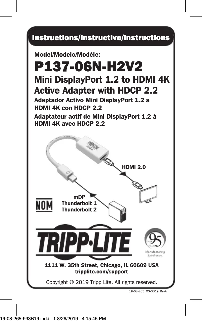 Image de la première page du manuel de l'appareil P137-06N-H2V2