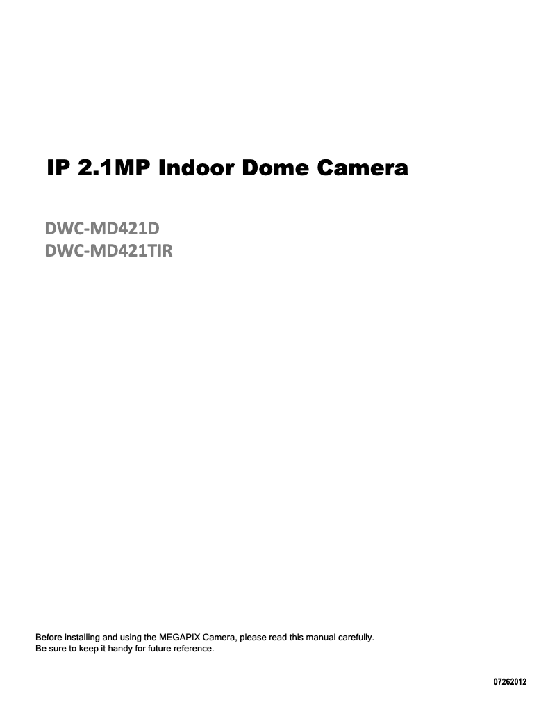 Page n°1 - Manuel utilisateur Digital Watchdog DWC-MD421TIR