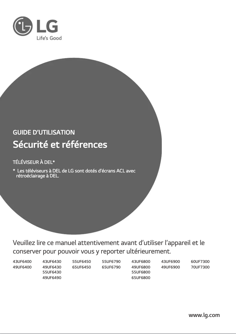 Page 1 de la notice Manuel utilisateur LG 49UF6400