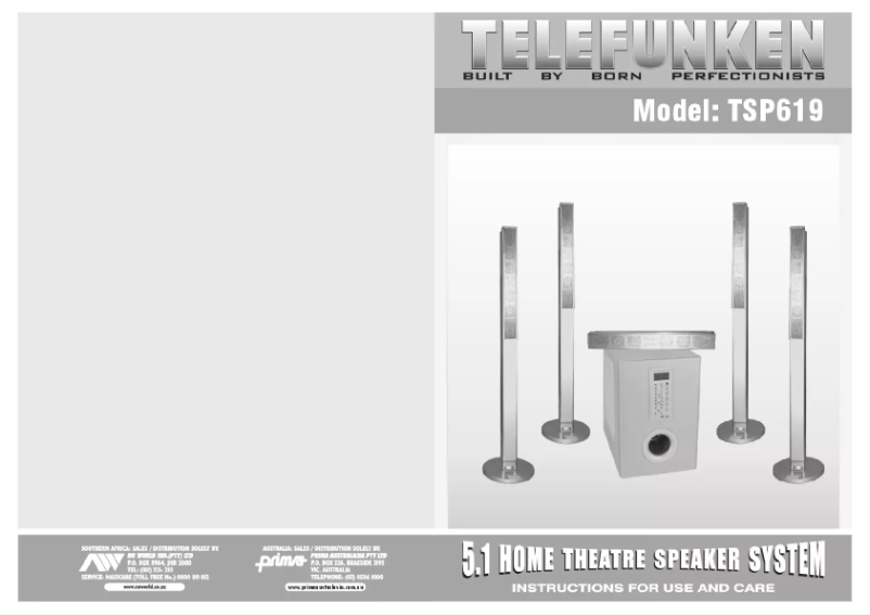 Page 1 de la notice Manuel utilisateur Telefunken TSP 619