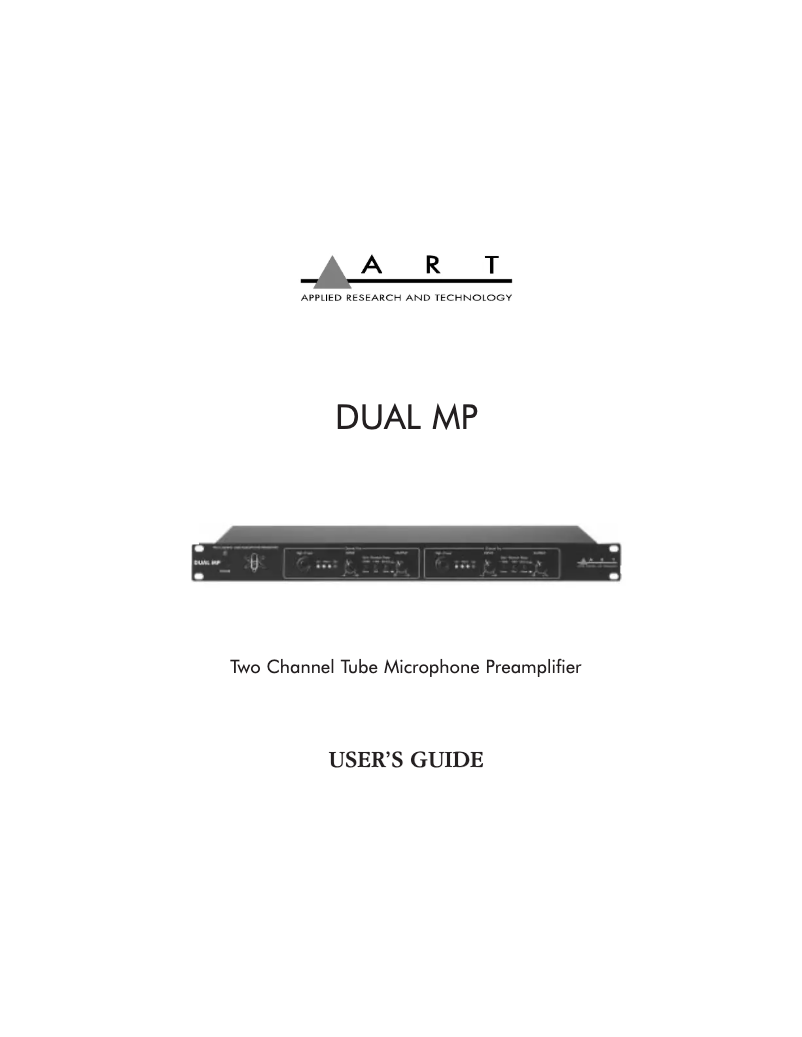 Page n°1 - Manuel utilisateur ART Dual MP