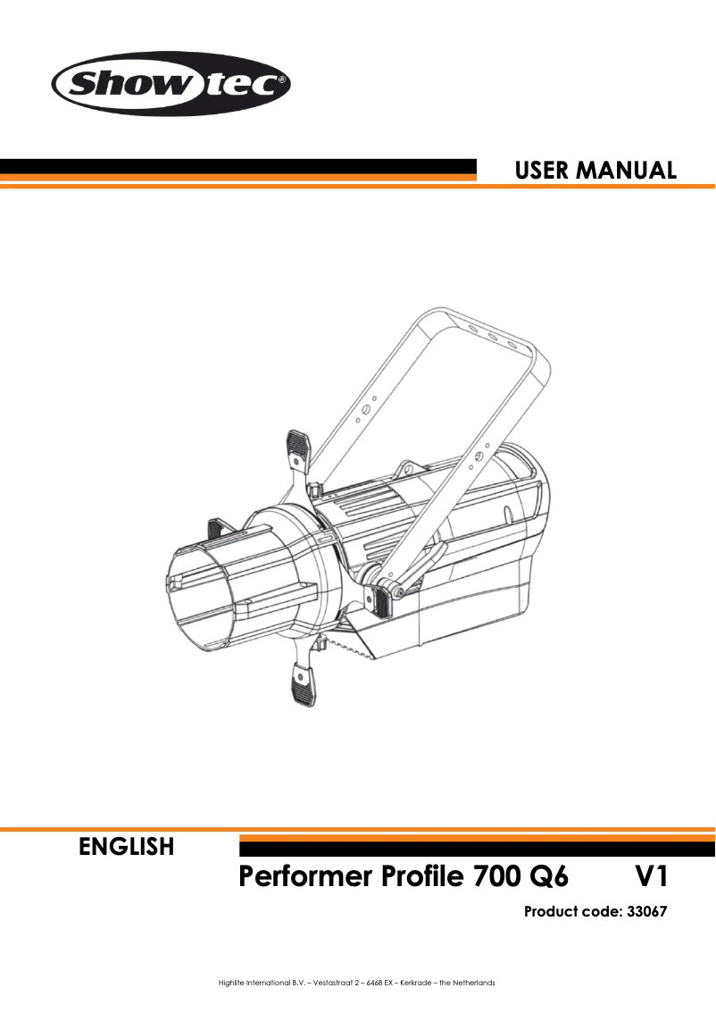 Page n°1 - Manuel utilisateur Showtec Performer Profile 700 Q6