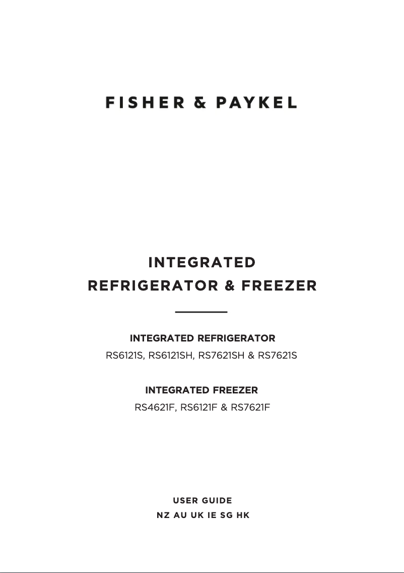 Page 1 de la notice Manuel utilisateur Fisher & Paykel RS7621FLJK3