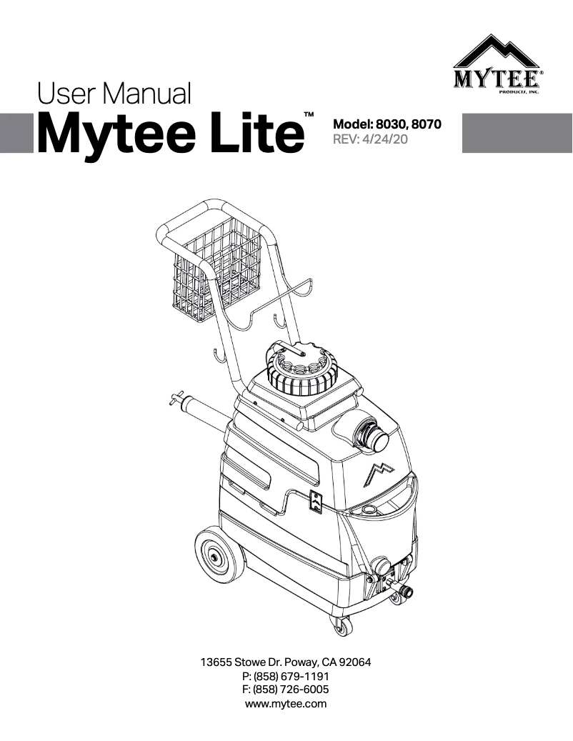 Page n°1 - Manuel utilisateur Mytee Lite 8070-SS