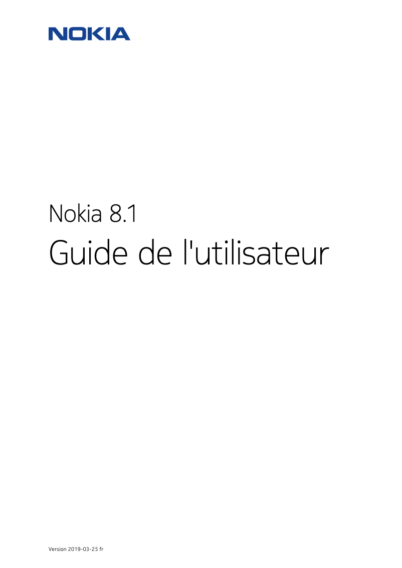 Page 1 de la notice Manuel utilisateur Nokia 8.1
