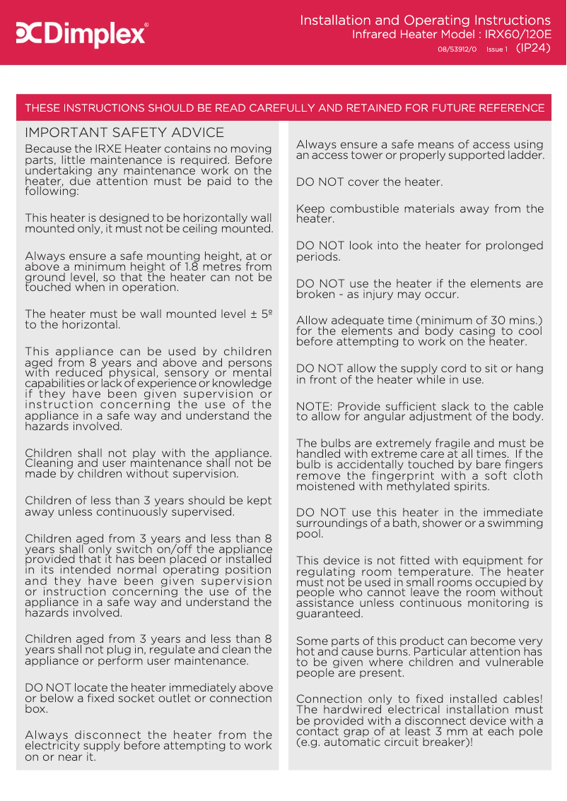 Imagen de la primera página del manual del dispositivo IRX60/120E