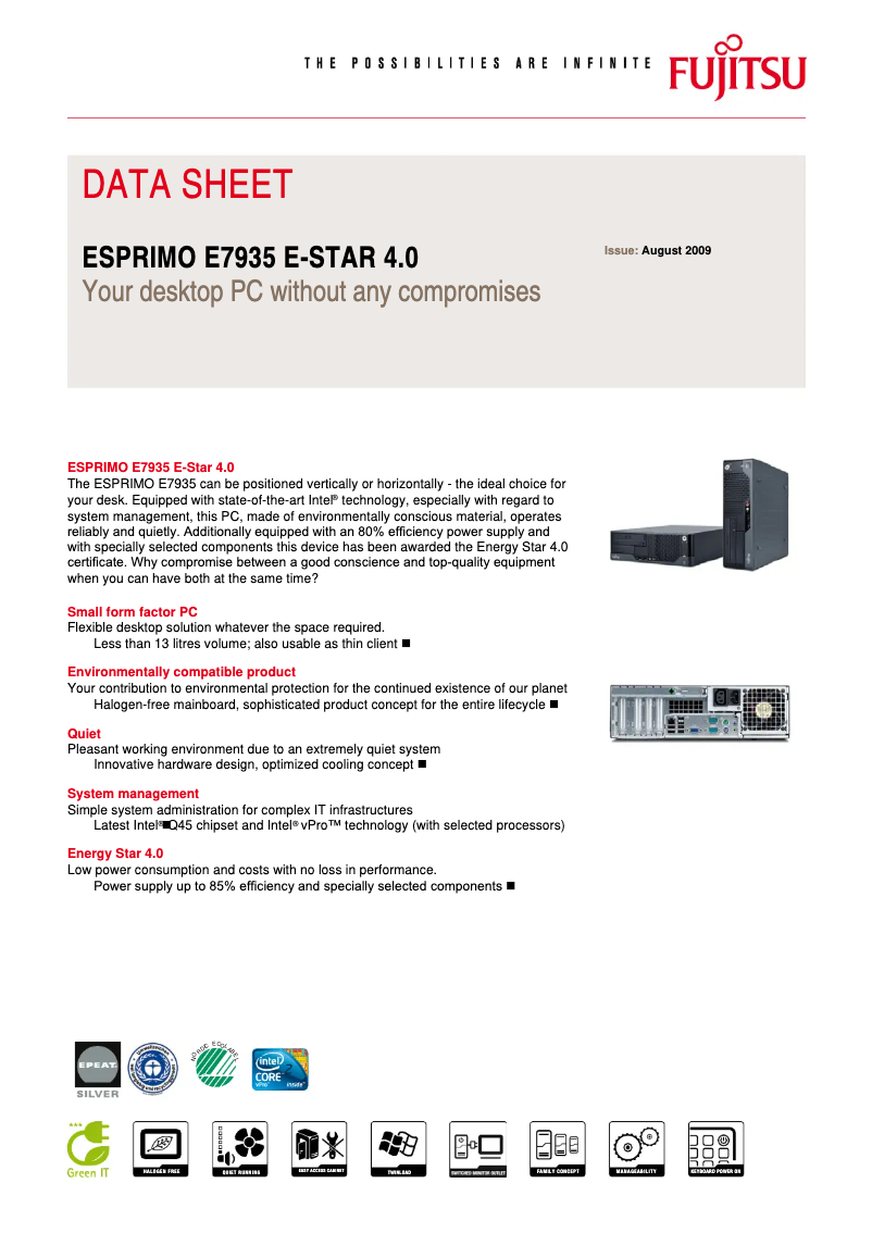 Page 1 de la notice Manuel utilisateur Fujitsu ESPRIMO E7935