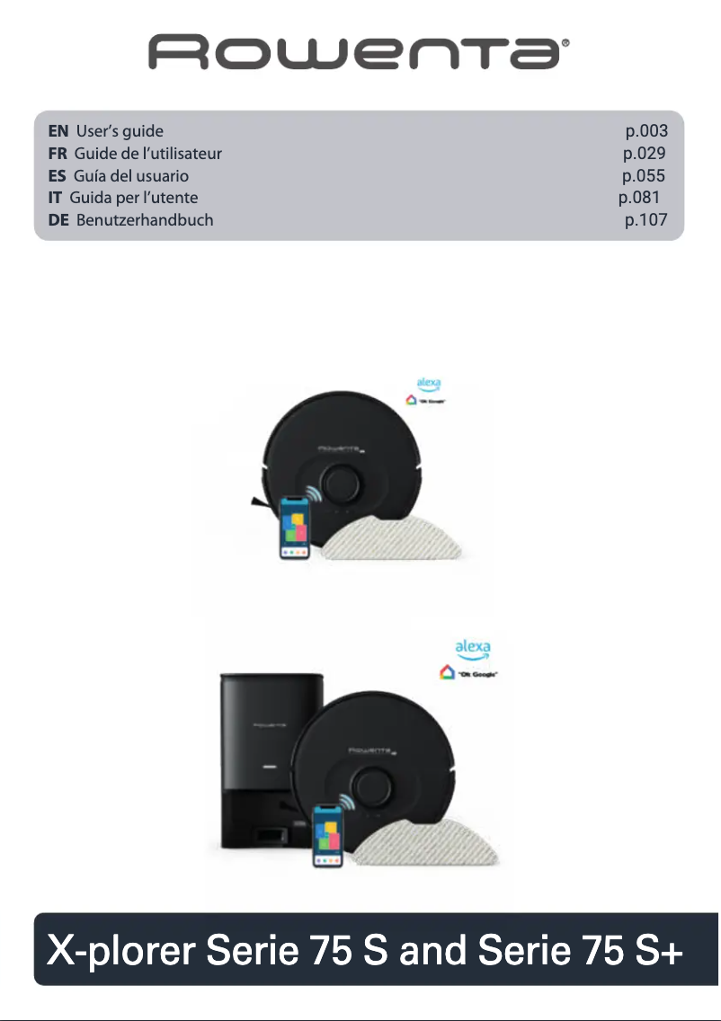 Page 1 de la notice Manuel utilisateur Rowenta X-Plorer Serie 75S+ YY5352FE
