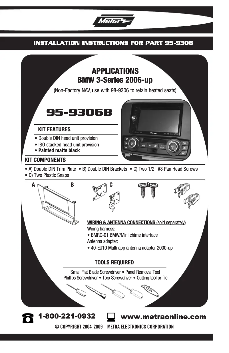Page n°1 - Manuel utilisateur Metra 95-9306B