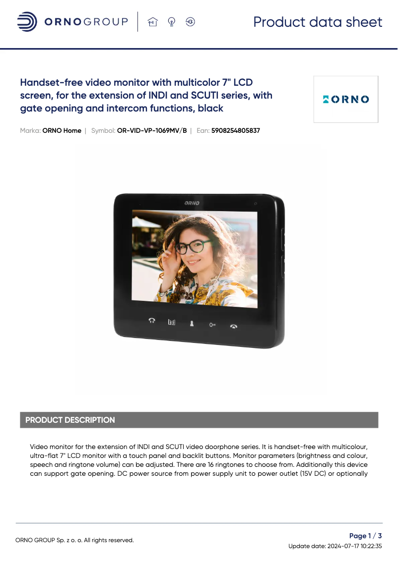 Image de la première page du manuel de l'appareil OR-VID-VP-1069MV