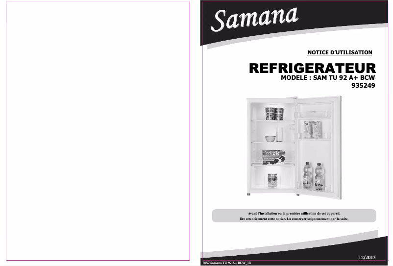 Page 1 de la notice Manuel utilisateur Samana SAM TU 92 A+ BCW
