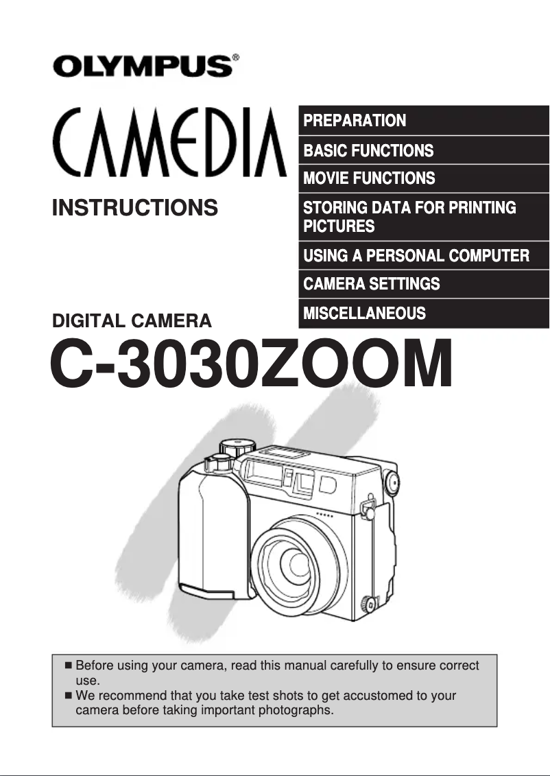 Imagen de la primera página del manual del dispositivo Camedia C-3030 Zoom
