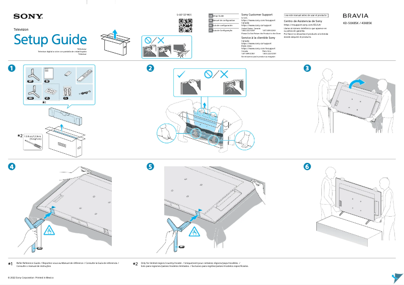 Page 1 de la notice Guide d'installation Sony KD-50X85K