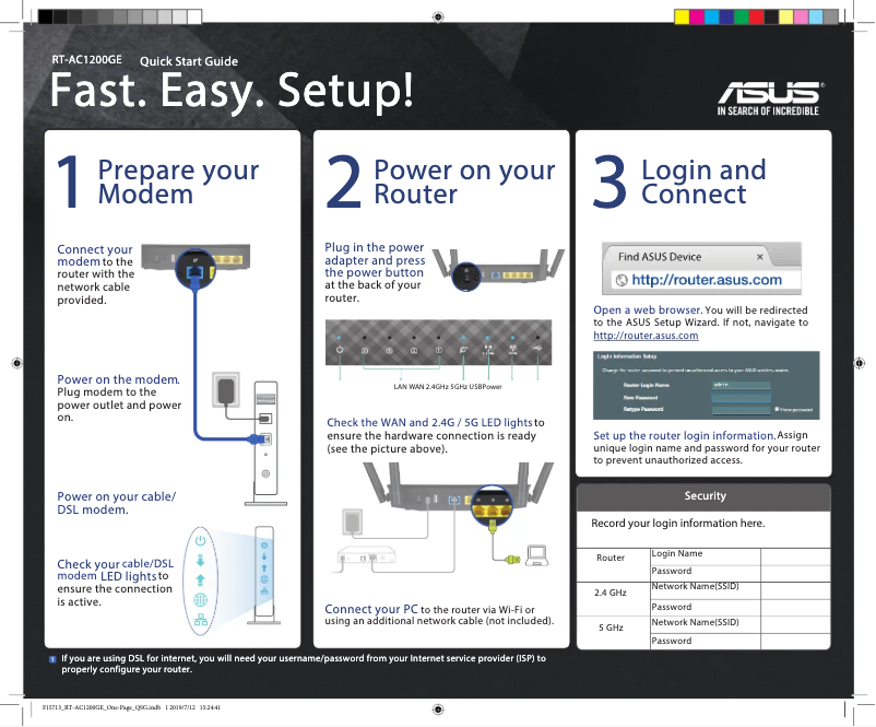 Page 1 de la notice Manuel utilisateur Asus RT-AC1200GE