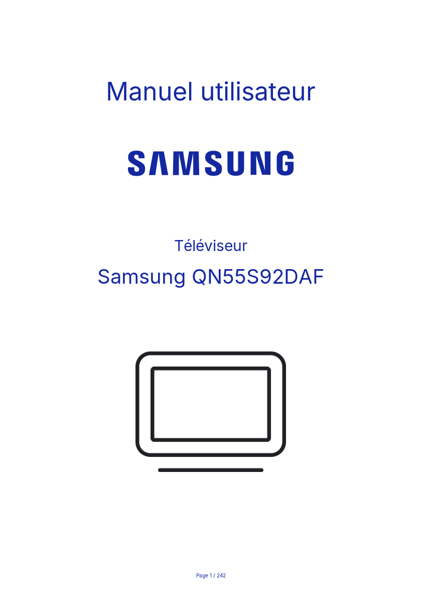 Page 1 de la notice Manuel utilisateur Samsung QN55S92DAF