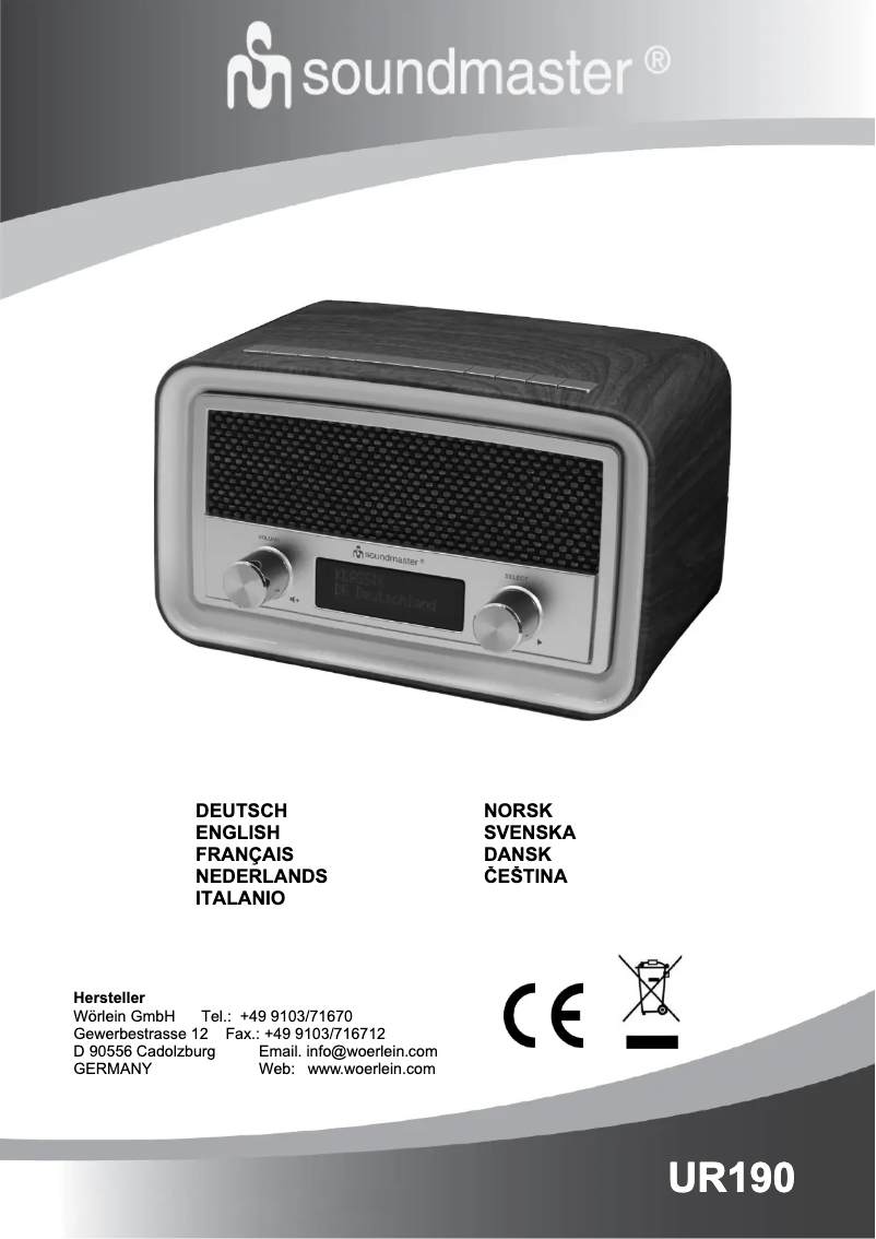 Image de la première page du manuel de l'appareil UR190WE