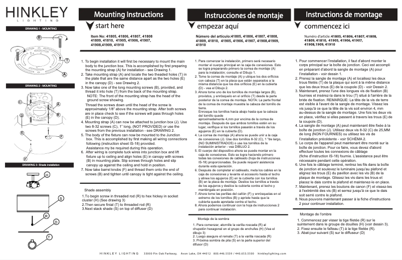 Page 1 de la notice Manuel utilisateur Hinkley Lighting Link 41810BK